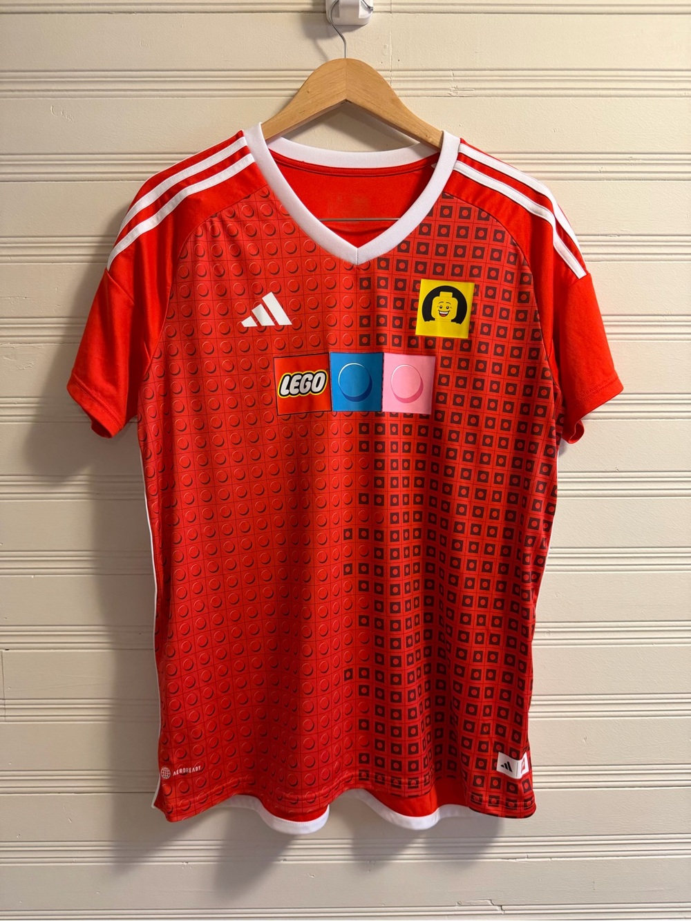 Adidas x LEGO Aeroready Soccer Jersey XL Red Graphic Shirt